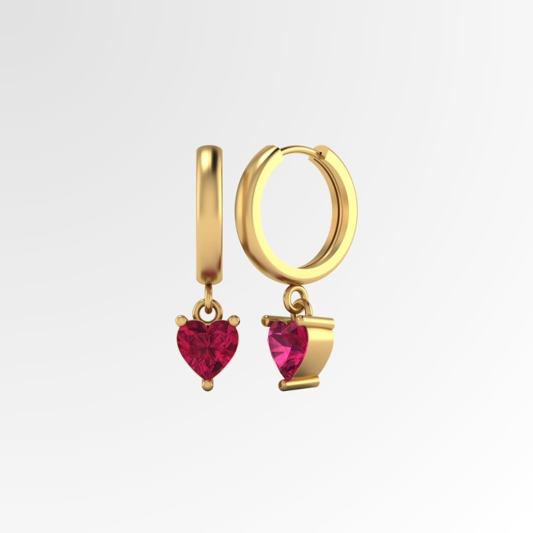 Diamond Heart Solitaire Dangling Drop Earrings