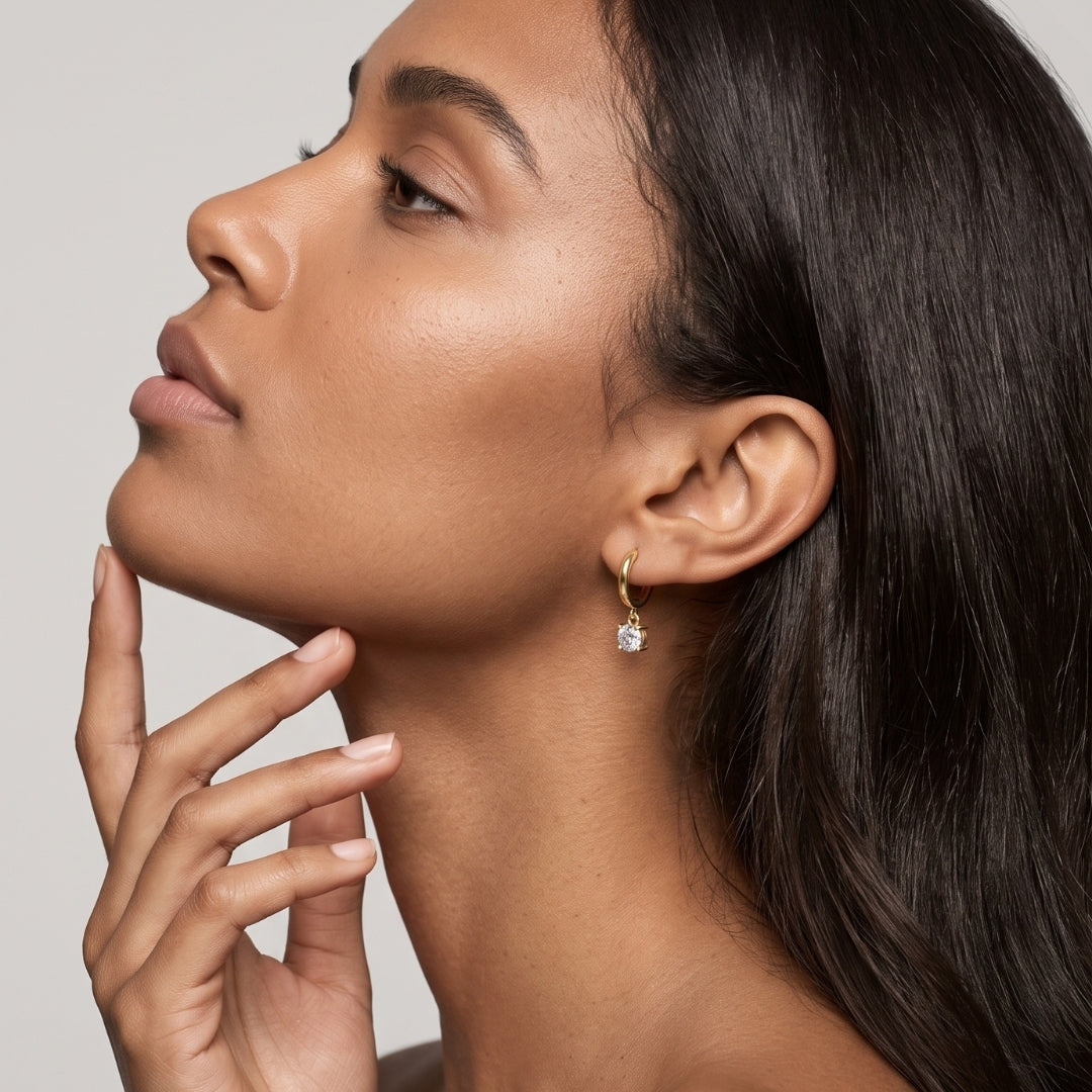 Diamond Solitaire Dangling Drop Earrings