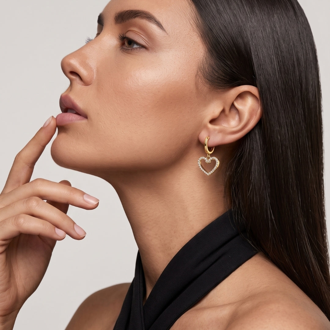 Dazzling Heart Dangling Earrings
