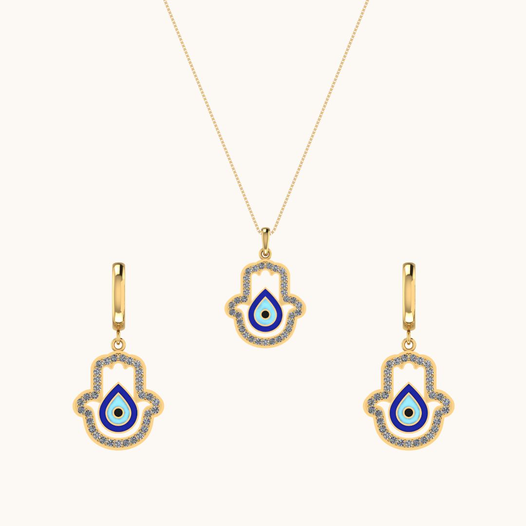 Look Twice Evil Eye Earrings & Necklace Set