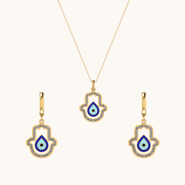 Look Twice Evil Eye Earrings & Necklace Set