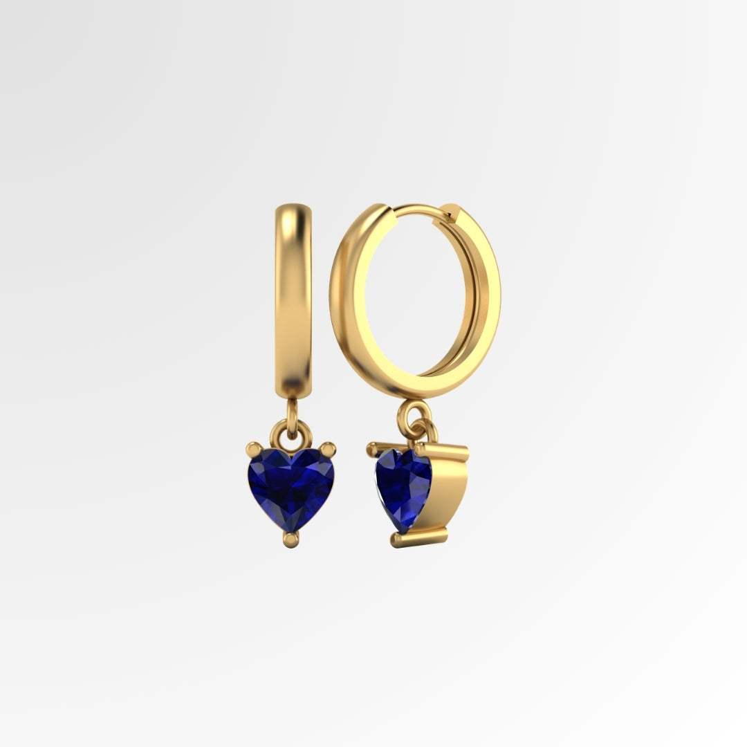 Diamond Heart Solitaire Dangling Drop Earrings