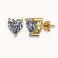 4mm Heart Solitaire Earrings