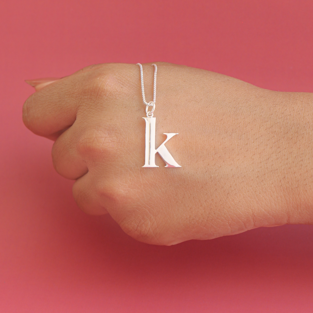 Moonlit Initial Necklace with chain ( A to Z Available)