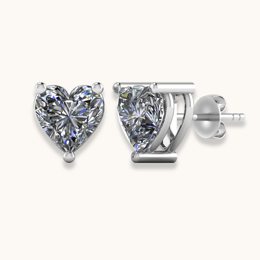 4mm Heart Solitaire Earrings