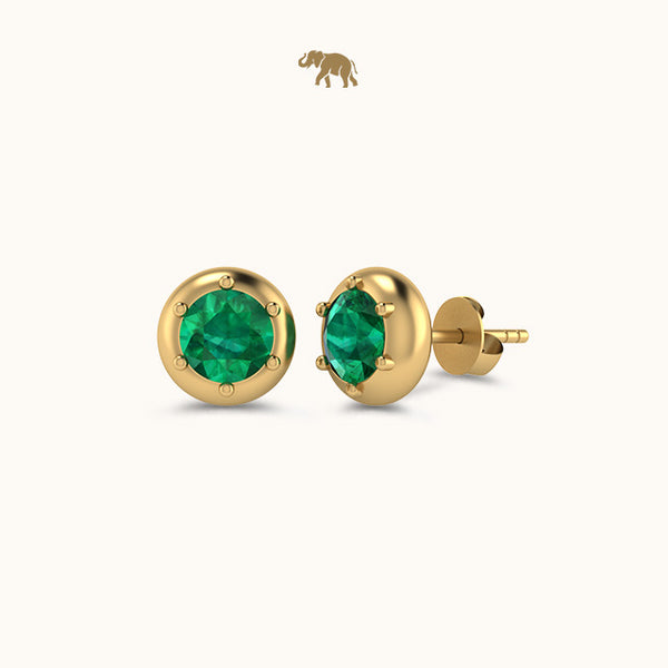 Classic Gold Solitaire Emerald Studds