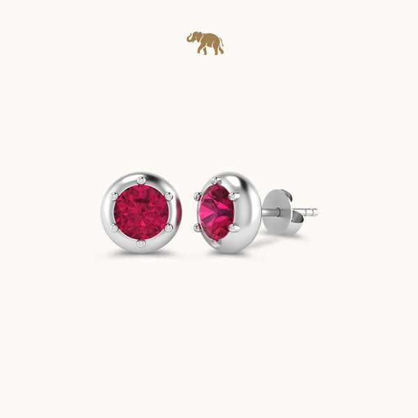 Classic Silver Solitaire Ruby Studds