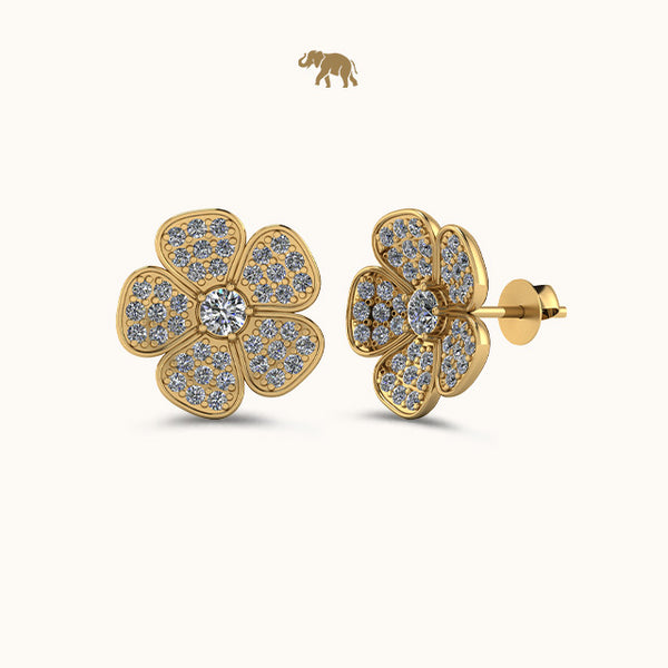 Diamond Flower Cluster Earrings