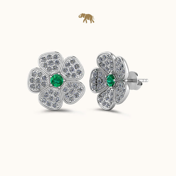 Emerald Flower Cluster Earrings