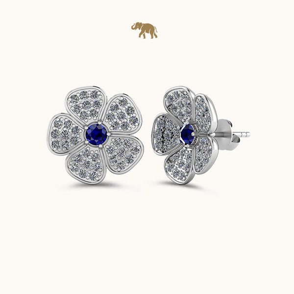 Sapphire Flower Cluster Earrings