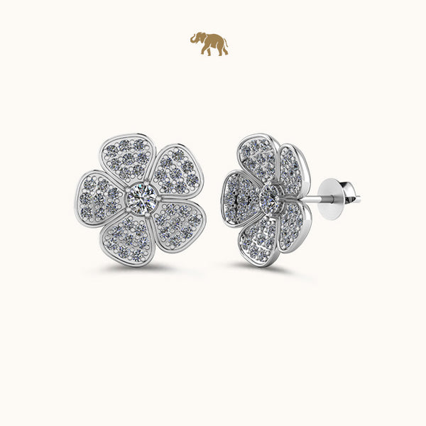 Diamond Flower Cluster Earrings