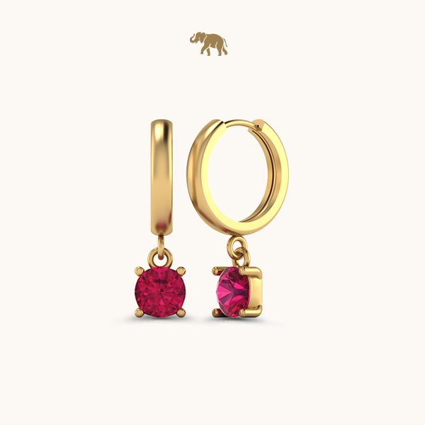 Ruby Solitaire Dangling Drop Earrings