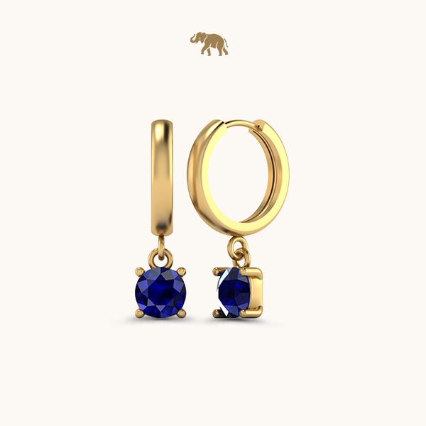 Sapphire Solitaire Dangling Drop Earrings