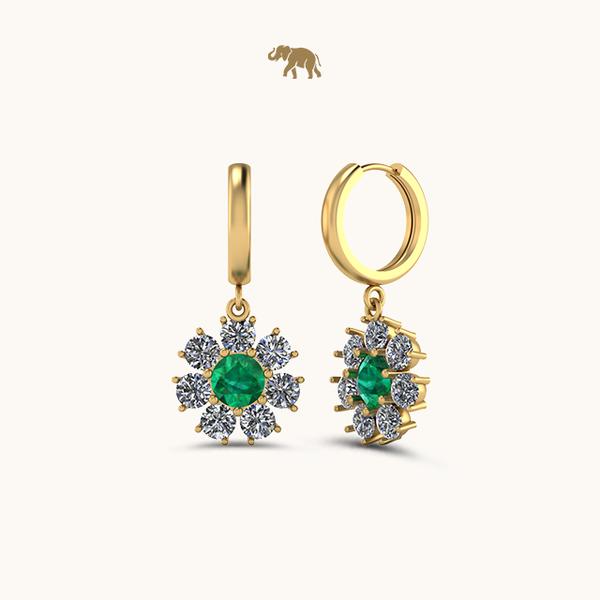 Emerald Flower Dangling Earrings