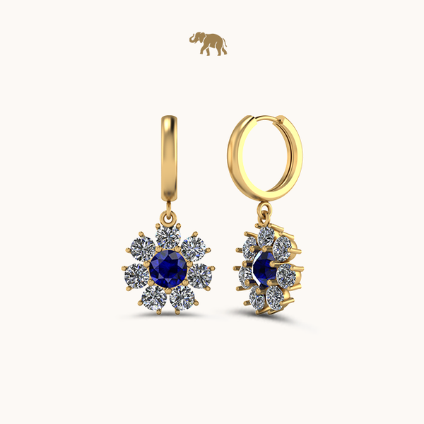 Sapphire Flower Dangling Earrings