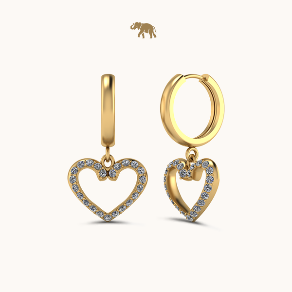 Dazzling Heart Dangling Earrings