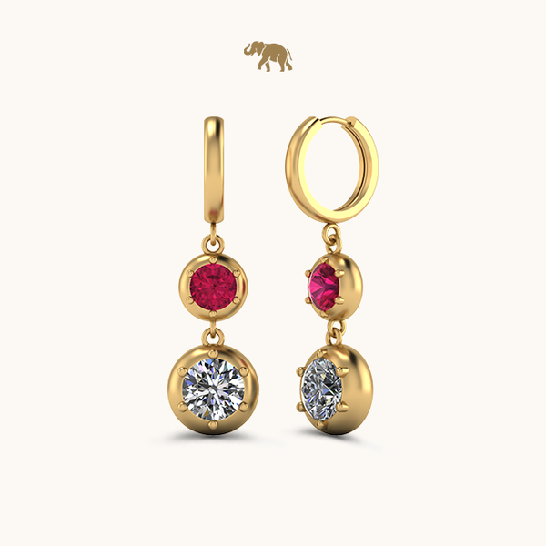 Graduating Ruby & Diamond Solitaire Earrings