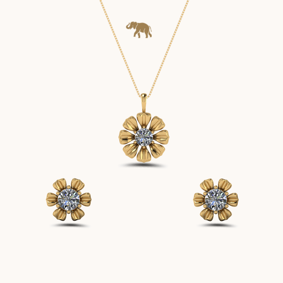 Royal Bloom Earrings & Necklace Set