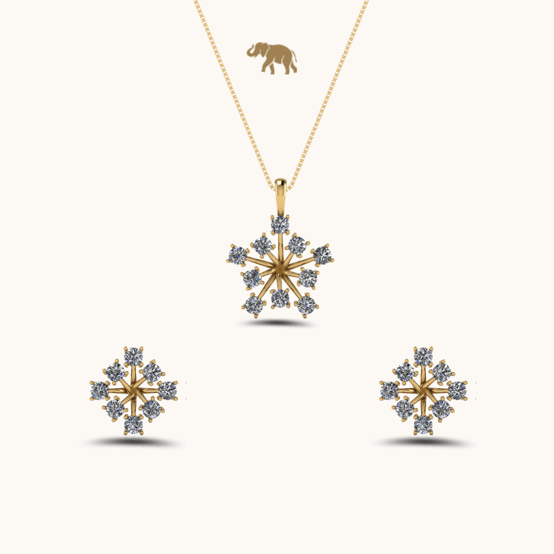 Ivory Glint Earrings & Necklace Set