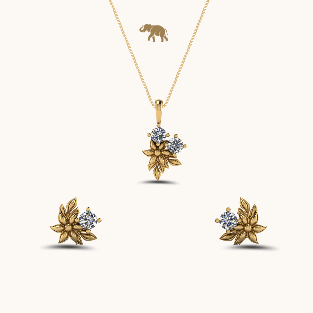 Rose Halo Earrings & Necklace Set