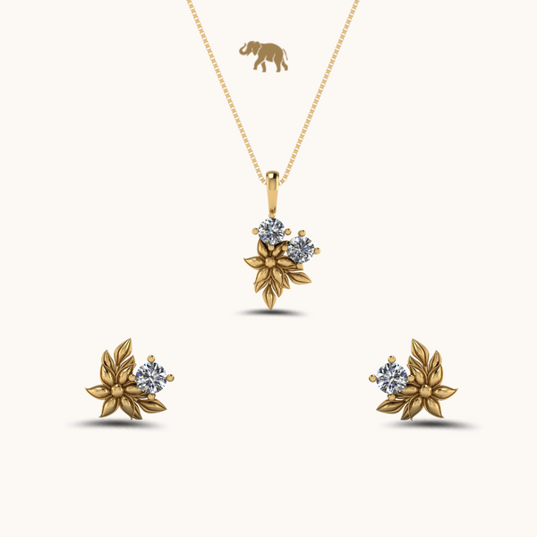 Rose Halo Earrings & Necklace Set