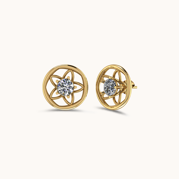 Lotus Solitaire Earrings