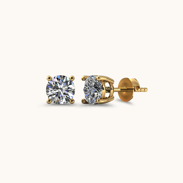 4cts Gold Solitaire Diamond Zirconia Studs (2cts each)