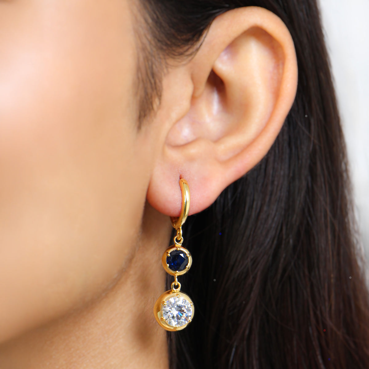 Graduating Sapphire & Diamond Solitaire Earrings