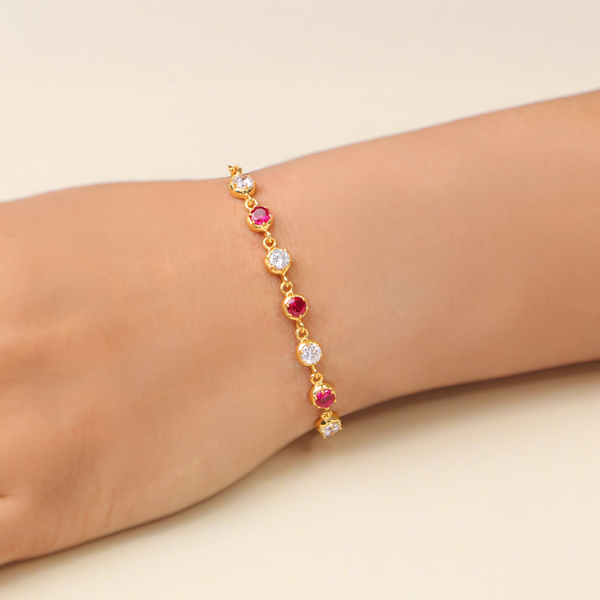 Dazzling Ruby & Diamond Solitaire Bracelet