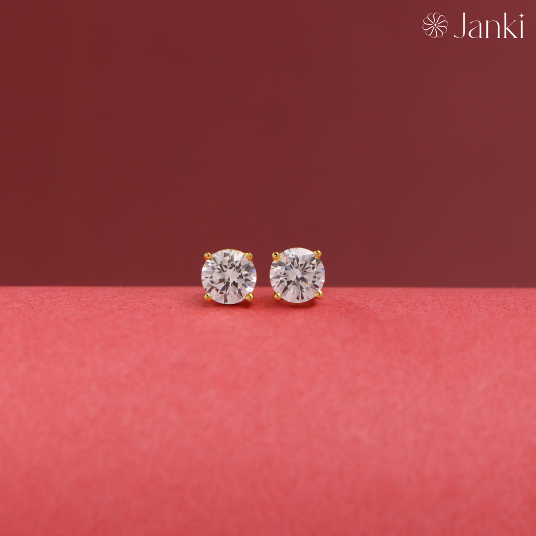 Silver Solitaire Diamond Zirconia  Studs