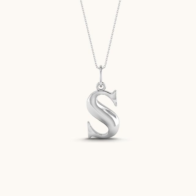 Moonlit Initial Necklace with chain ( A to Z Available)