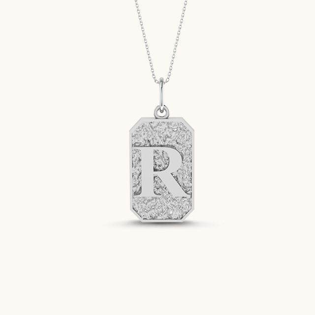 Rustic Initial Necklace with chain ( A to Z Available)