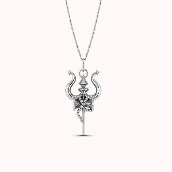 Shiva Trishul  Pendant Solid 925 Silver