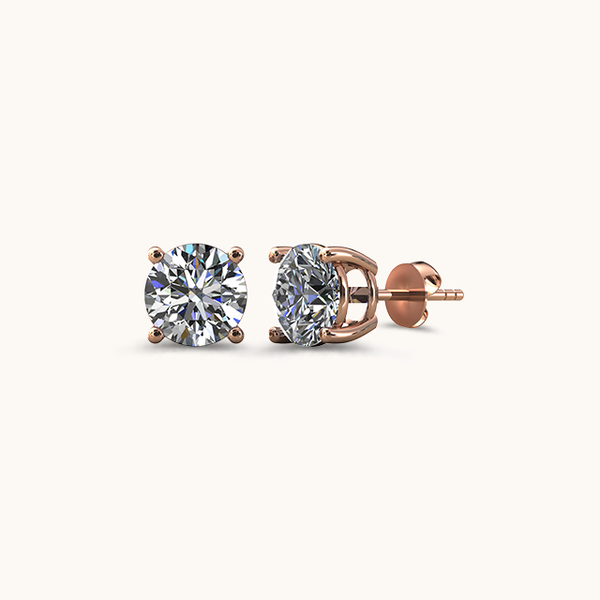 Rose Gold Solitaire Diamond Zirconia Studs