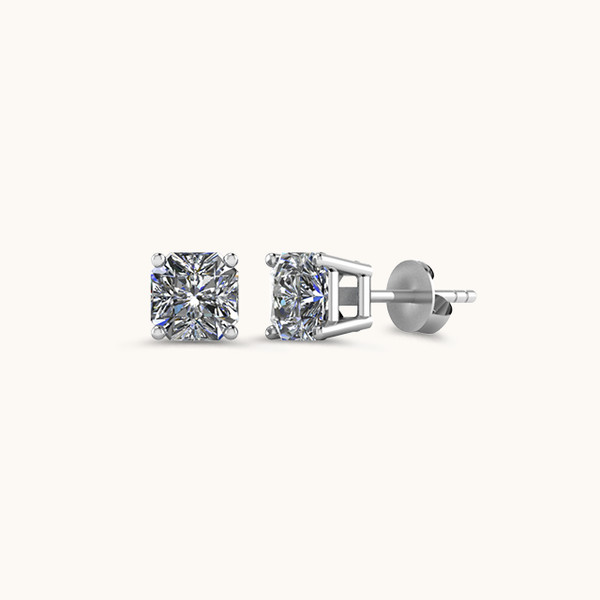 Asscher Silver Solitaire Diamond Zirconia Studs