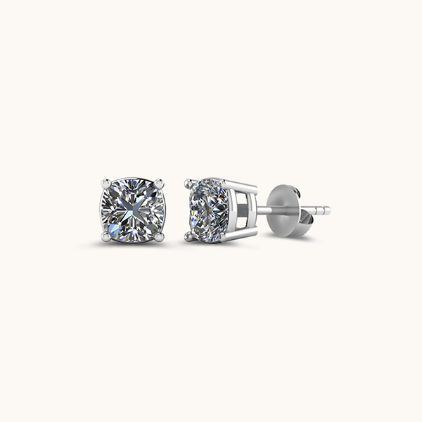 Cushion Silver Solitaire Diamond Zirconia Studs