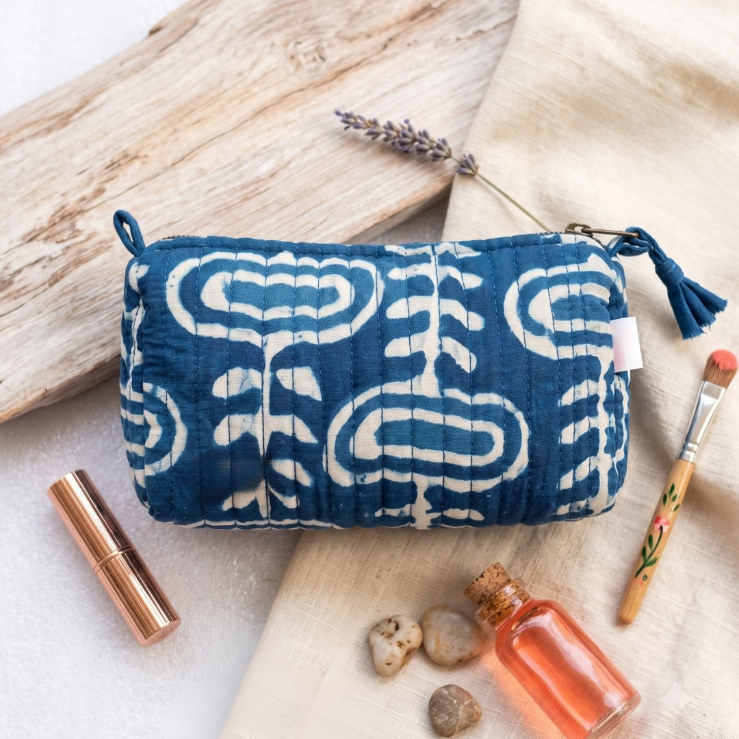 Janki Indigo Makeup Pouch
