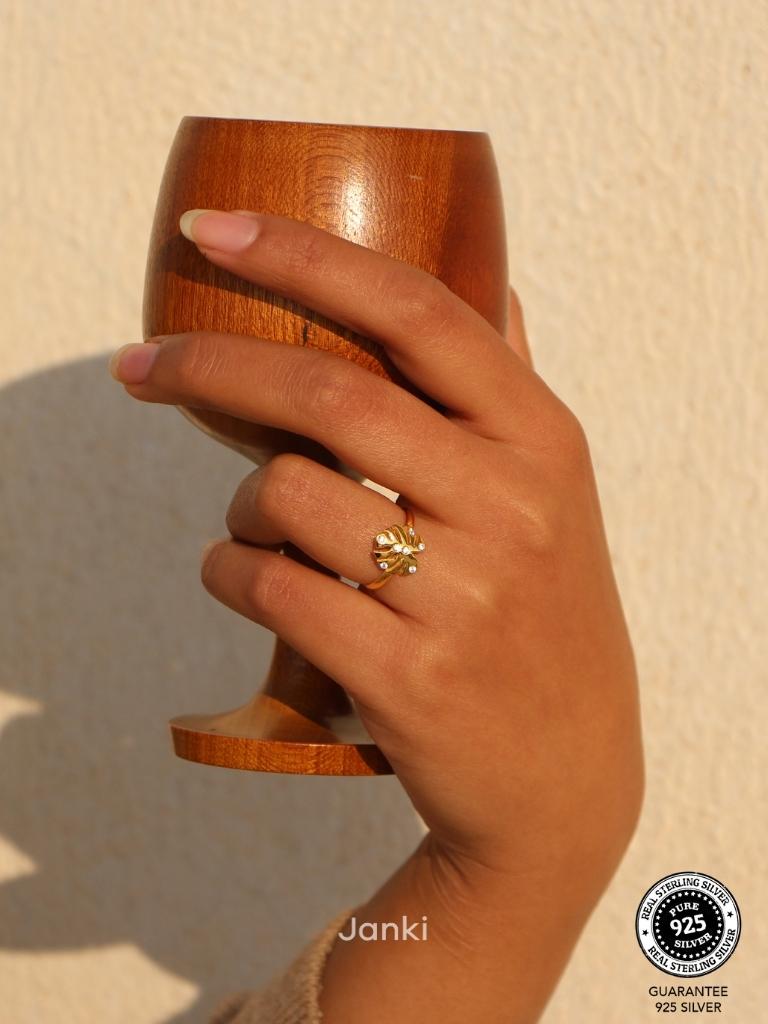 Janki Big Leaf Ring (Adjustable Size)